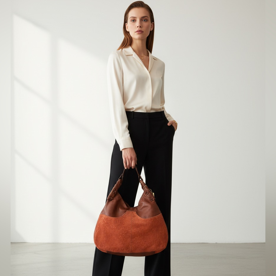 Nwt Deadstock Lucky Brand Vintage Y2k Suede Leather Hobo Bag In Brown Rust Rare